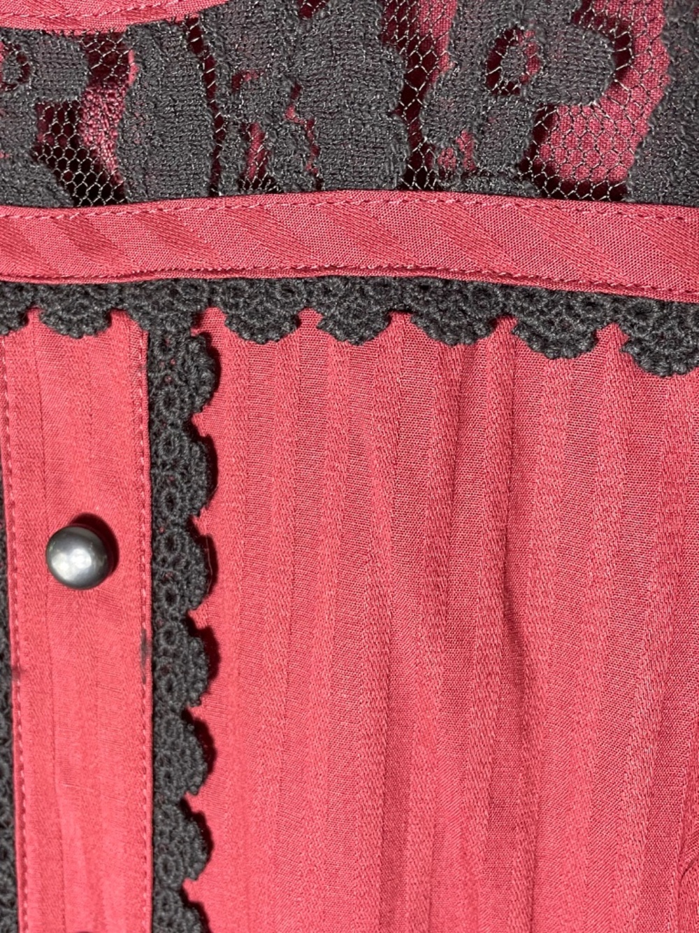 NWOT HT XL dark red Lolita dress with stripes black accents &pockets - Picture 4 of 9
